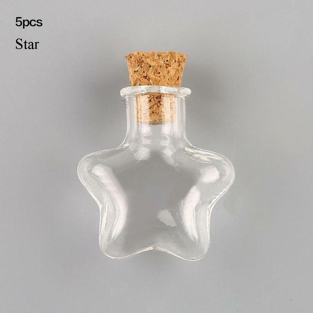 

5 шт. Мини-бутылки из стеклянной пробки, пустые баночки для образцов, бутылки желаний, свадебные украшения для дома, подвески, пробковые пробки, флаконы для хранения звезда