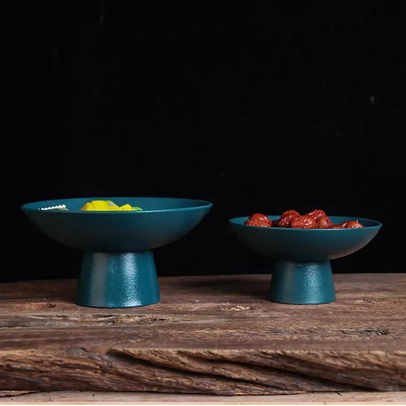 Chinese Ceramic Fruit Bowl Creative White Round Fruit Nut Sundries Storage Tray Home Dessert Ice Cream Bowl Tabletop Tableware