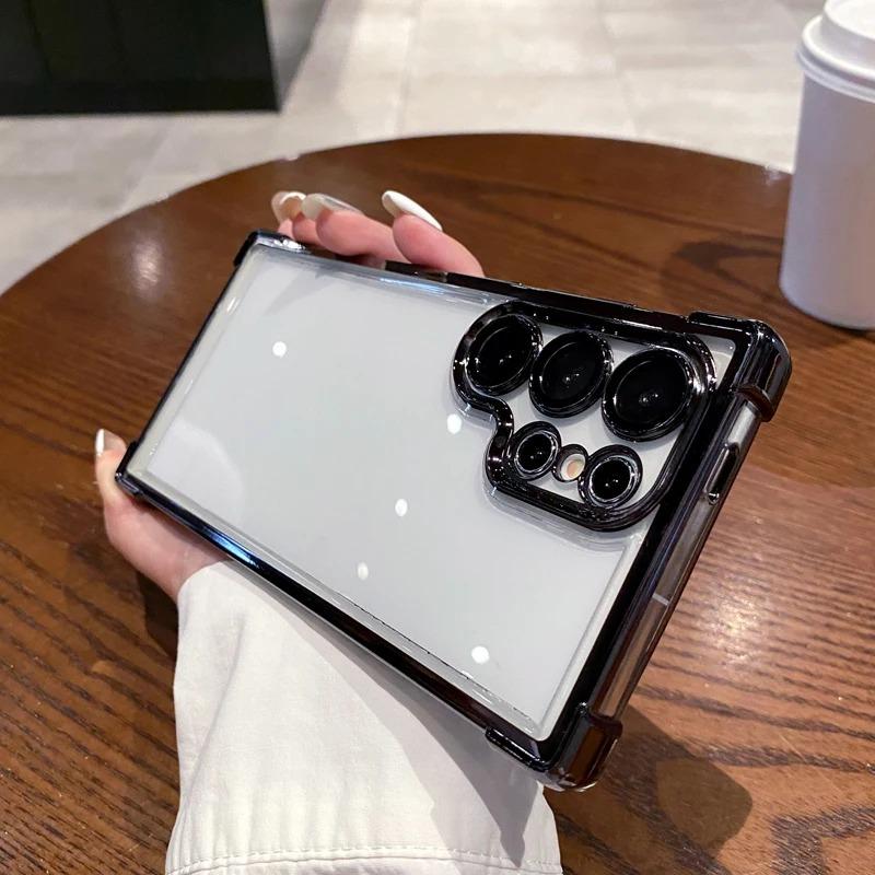 Galvanisierte vier Ecken Anti-Drop Transparente Schutzhüllen für iPhone Samsung Huawei Honor Xiaomi Redmi OPPO Realme Vivo Infinix Tecno