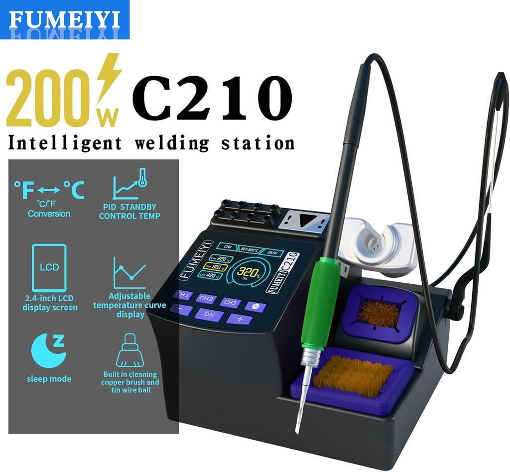 Stație de lipit C210 cu control inteligent al temperaturii, afișaj digital, putere mare, funcție triplă pentru lipire de precizie