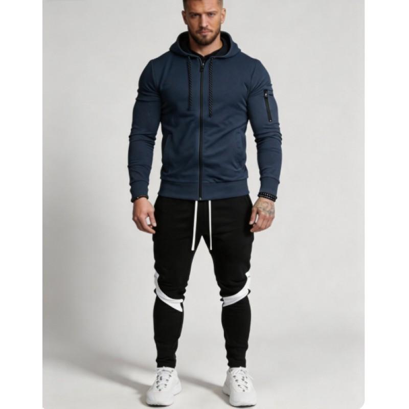 Mens Winter Casual Tracksuit Hooded Sweatshirt Pants Set Outdoor Sportswear Two-Piece