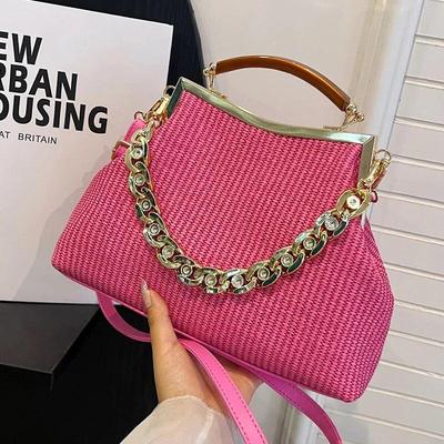 Borse a portafoglio in tessuto con clip a conchiglia di design Borsa a tracolla con catena Pochette da sera di lusso per feste Borsa e borsetta rosa caldo Borse hobo chic