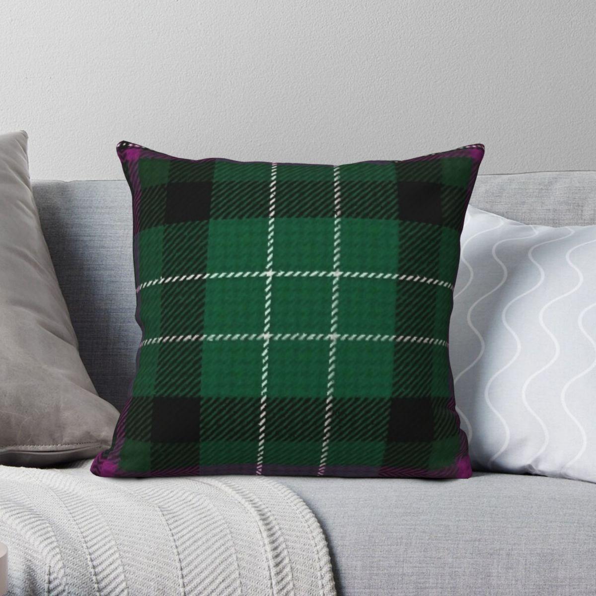 Green Harvest Unisex Hibernian Tartan Pillowcase Polyester Linen Velvet Printed Zip Decorative Pillow Case Home Cushion Cover