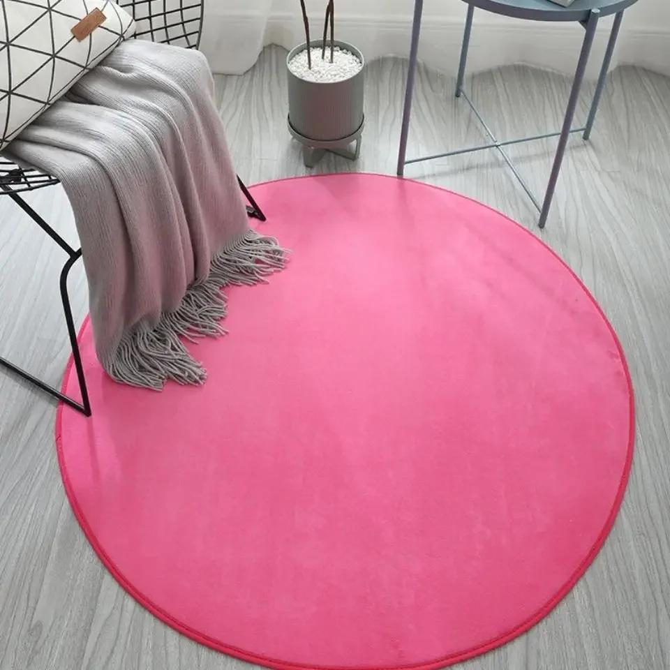 Runder Teppich im nordischen Stil Wohnzimmer Couchtisch Kinderzimmer Niedlicher einfarbiger Teppich Computerstuhl Hängekorb Weiche Matte
