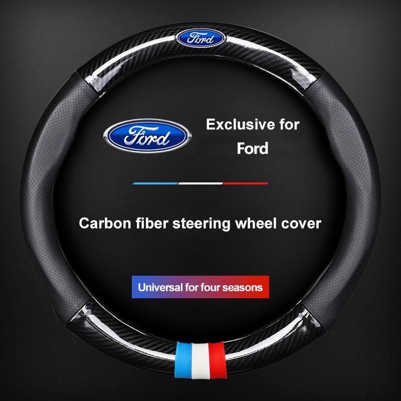 Housse de Volant de Voiture Respirante Antidérapante en Cuir PU Housses de Volant Pour Ford Focus 2 3 mondeo mk3 f150 fusion mustang mk7