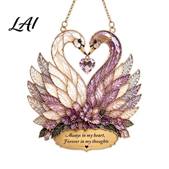 Birthday Gift for Girlfriend Stained Glass Style Swan Pendant Decorative Acrylic Suncatcher Window Car Sunlight Prism Ornament And Christmas