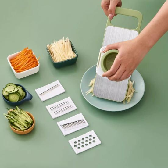 Vegetable Chopper Wave Cutter Chipper Stainless Steel Mandoline Slicer with Food-Grade Blades Hand Guard Kitchen Tools for Julienne Dicing