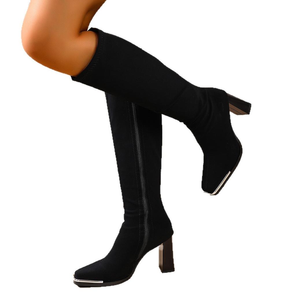 But Knee Boots Women's High-heeled Fashion Boots Winter New Thin High Boots Thick-heeled Large-size Boots