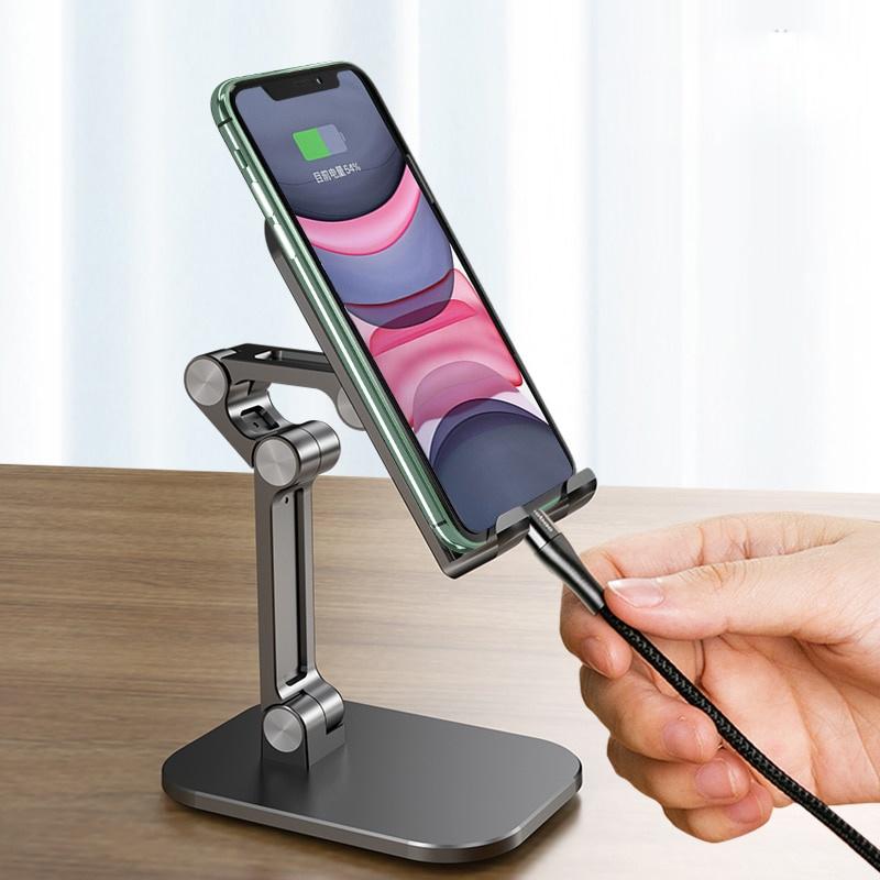 Foldable Desk Mobile Phone Holder Stand for IPhone IPad Pro Tablet Flexible Metal Table Desktop Adjustable Cell Smartphone Stand for Online Class