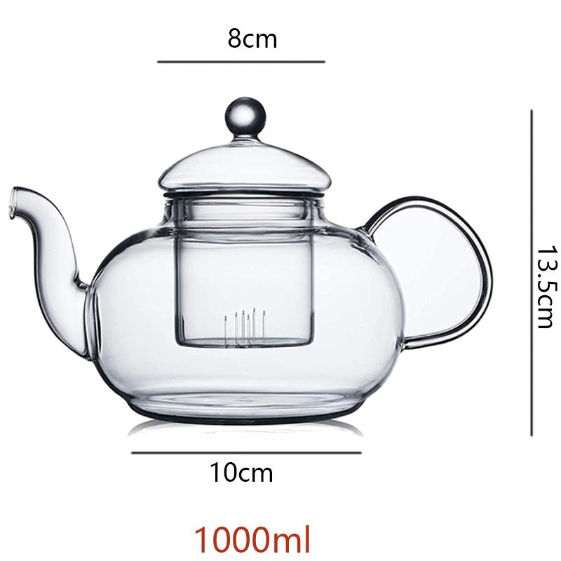 Clear Glass Tea Pot High quality Heat Resistant Flower Tea Cup Glass Teapot with Infuser Tea Leaf 400/600/1000ml