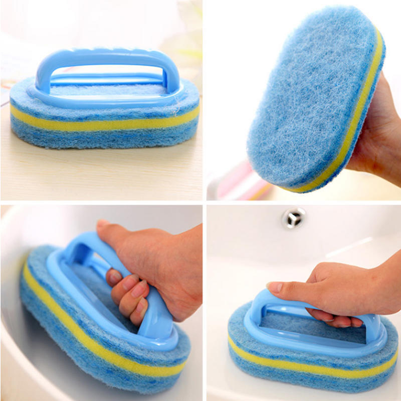 Kitchen Bathroom Toilet Cleaning Magic Sponge Glass Wall Cleaning  Bath Brush Handle Sponge Ceramic Window Slot Clean Brush