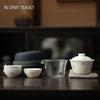 Chinese Portable Travel Ceramic Tea Set Glass Fair Cup Handmade Orchid Gaiwan Teacup Tradition Teaware with Storage Bag