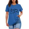 Ladies' Loose Comfortable Casual Fashionable  Heart Pattern Printed Round Neck Short Sleeved Shirt