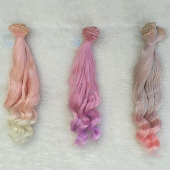 Wig Gradient Curly Doll Accessories Long Heat Resistant Faux Hair for