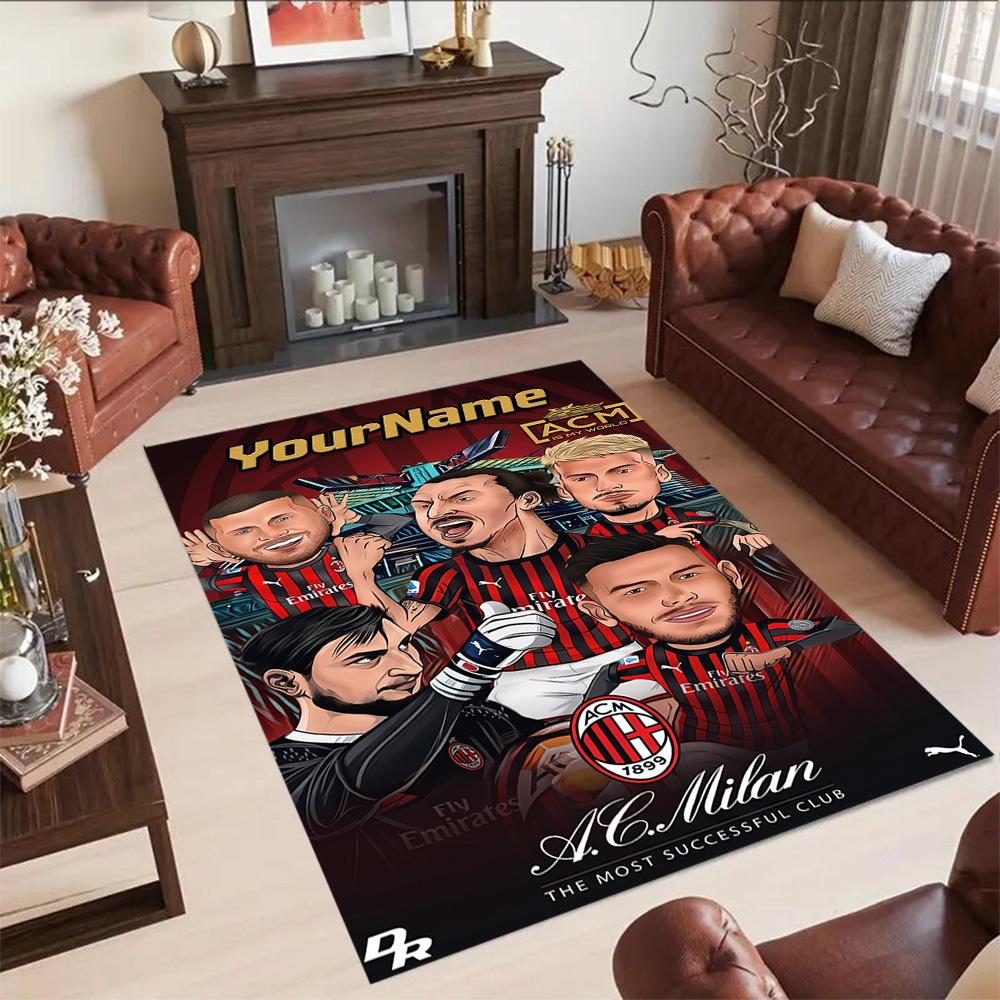 Ac Milan Customize Your Name Area Rug Suitable for Outdoor Hallway Dining Room Bedrooms Antislip Carpet Anime Office Decor Birthday/Christmas Gift