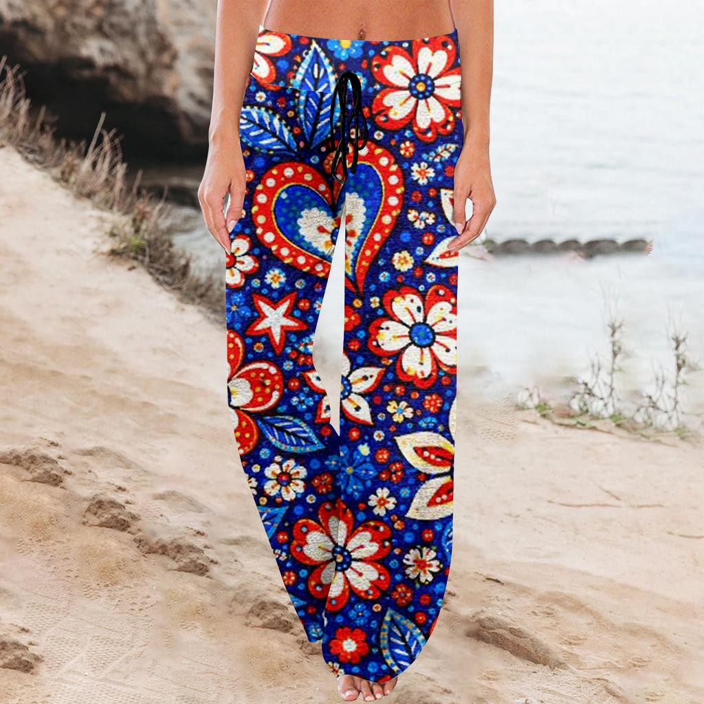 Women's Fashion Loose-Fit Drawstring Elastic Waist Casual Printed Pants