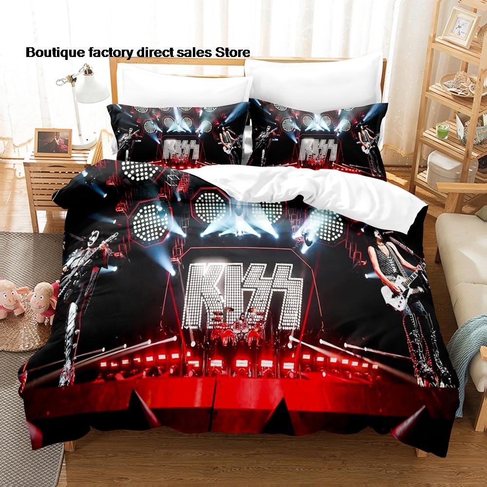 y2k Metal Rock Kiss Band album Bedding Set Single Twin Full Queen King Size Bed Set Kids Bedroom Duvetcover Sets Bedding Set