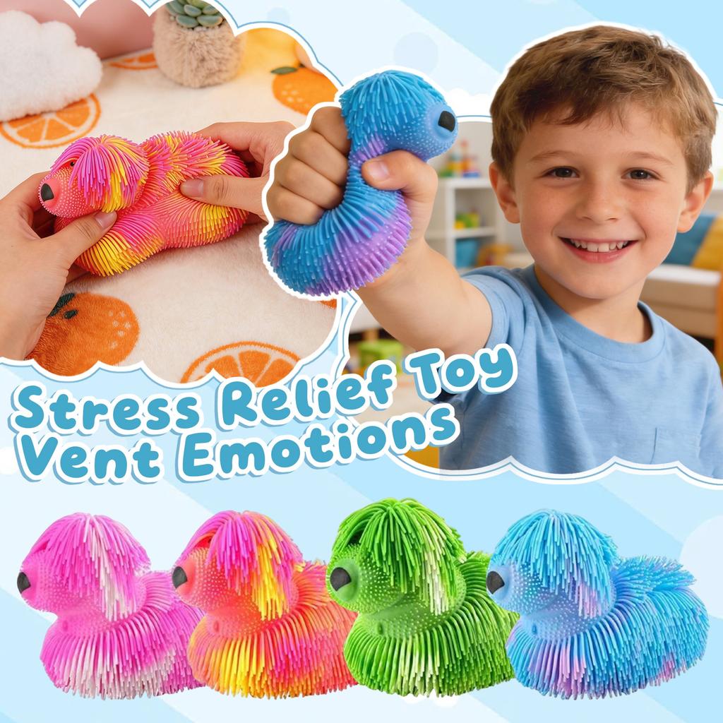 Long-Haired Dog Slow-Rebound Toy For Stress Relief, Suitable As A Children's Gift. Four Colors, One Color Randomly.