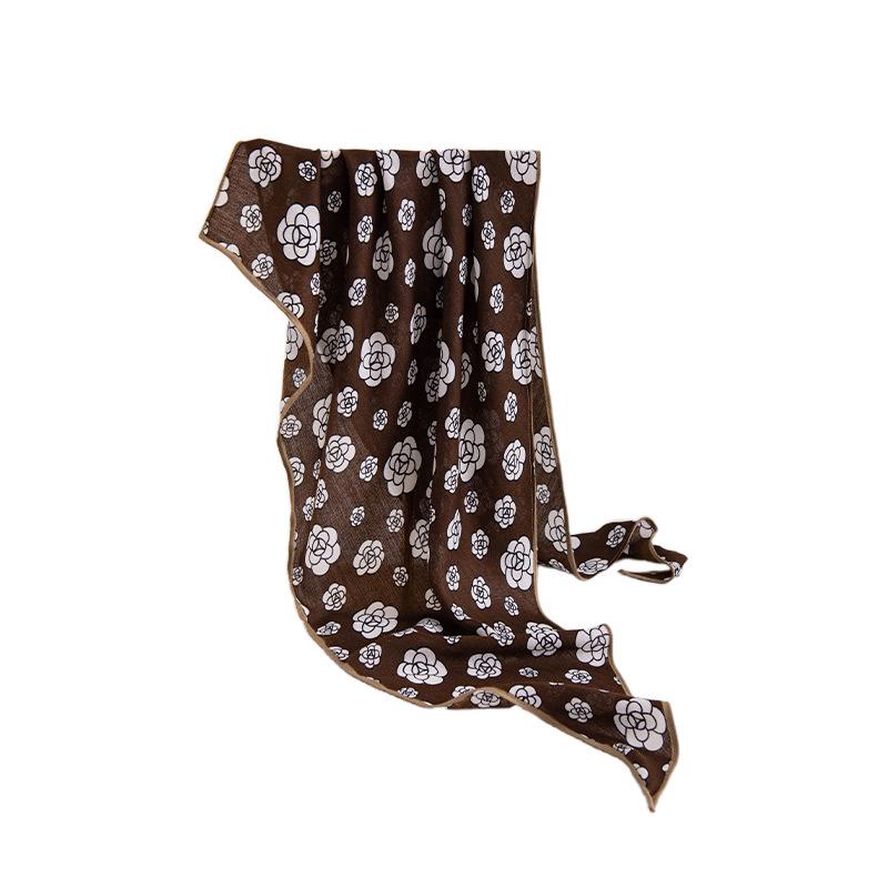 Spring and Autumn Ladies Printed Silk Scarf Herringbone Triangle Scarf Headscarf Scarf Accessories Travel Outdoors Small Shawl Scarf H60*160