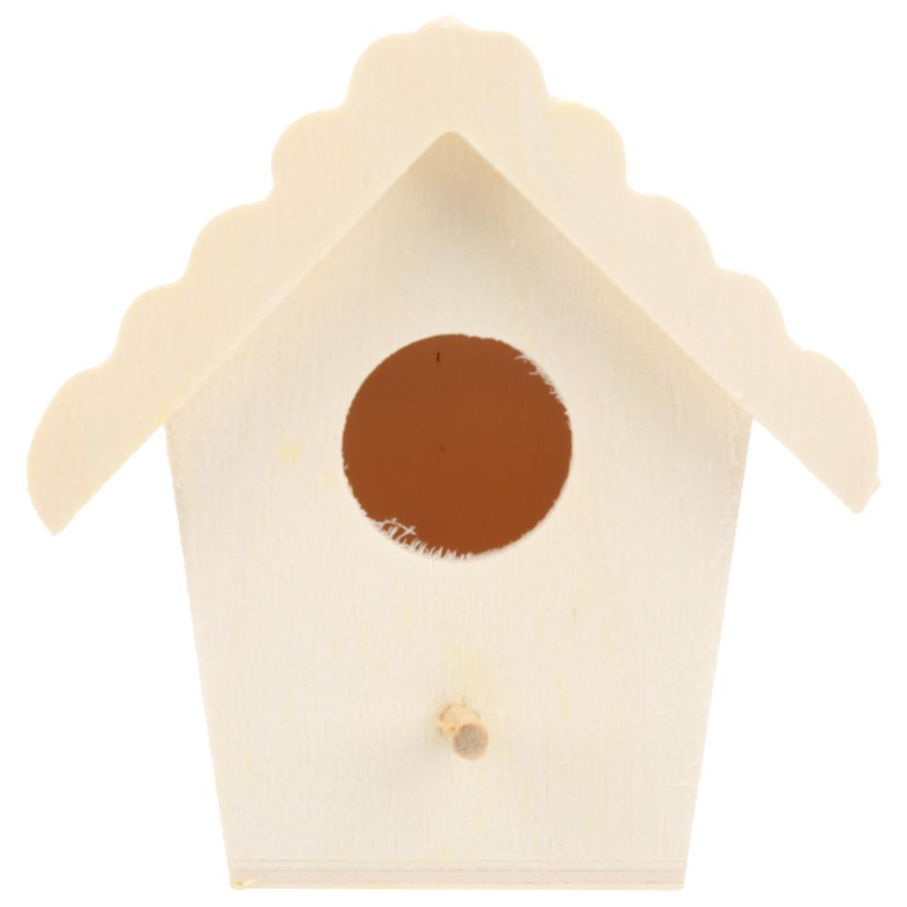 Lace Eaves Design Unfinished Bird House DIY Assembly Hanging Bird Nest Outdoor Garden