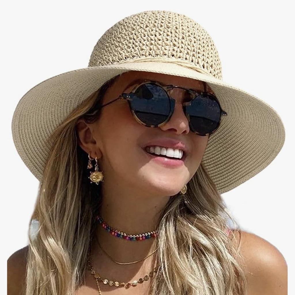 Straw Hat Women's Summer Big Eaves Sunshade Sunscreen Beach Sun Hat Woven Foldable Versatile Seaside Travel Fashion Cool Hat