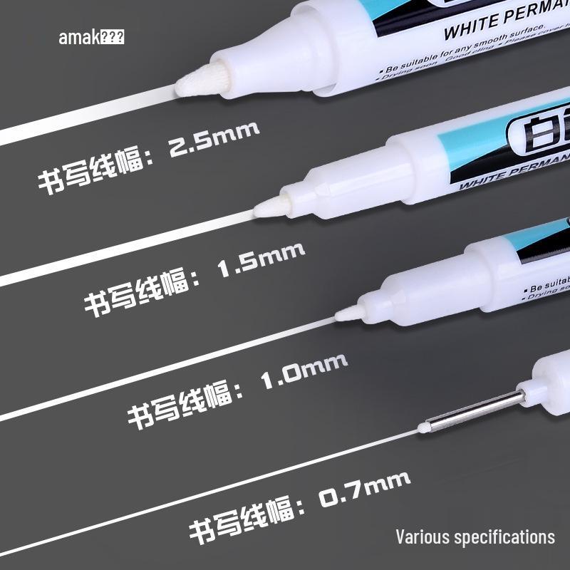 Odorless White Water-Based Fine Tip Marker for Black Card, Fade-Resistant Graffiti and Tire Highlighting