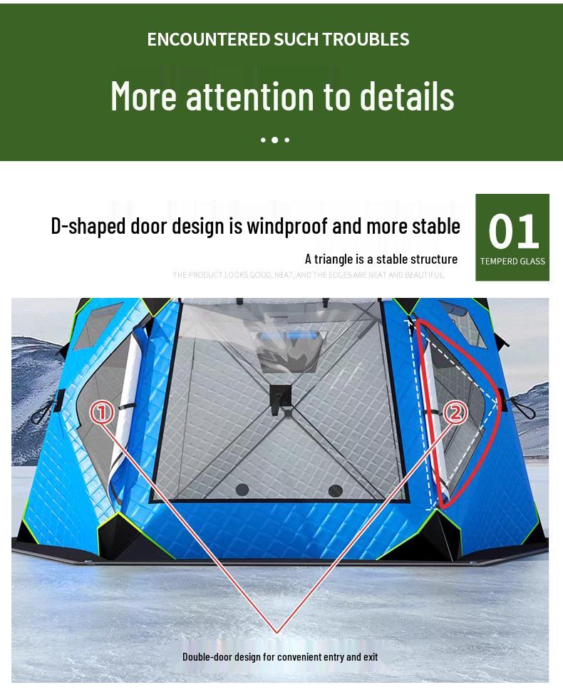 Thickened Cotton-Padded Winter Tent: Quilted, Windproof, and Warm for Extreme Cold Ice Fishing and Camping