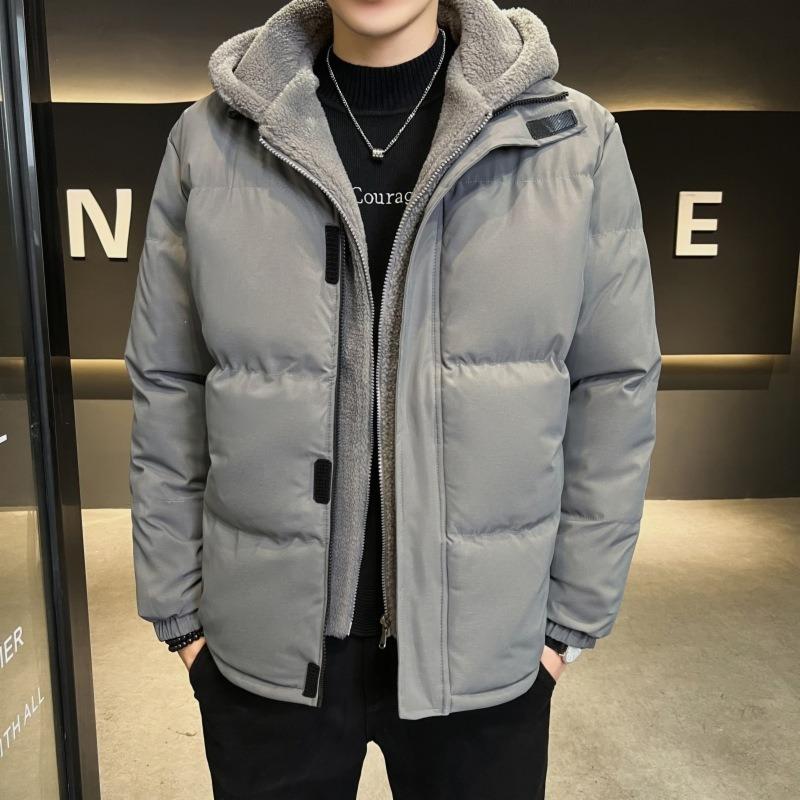 Large Size Fake Two-piece Cotton-padded Clothes Men's Winter Loose Casual Thickened Fleece Cotton-padded Jacket Hooded Cotton-padded Clothes