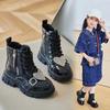 Children Ankle Boots Side Zipper Rhinestones Love 2024 Girls Boots Drop Shipping Simple Non-slip Princess Catwalk Kids Shoes PU