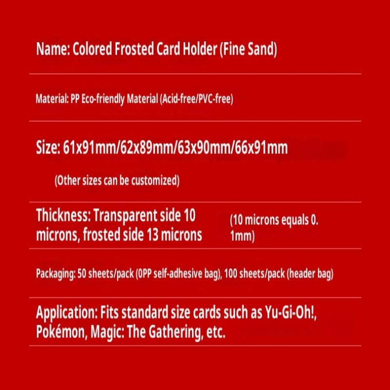 100 ks prémiových obalů na karty Matné obaly na karty Kompatibilní s Mtg Pokemon Trading Cards a Sport Standardní velikost deskové hry