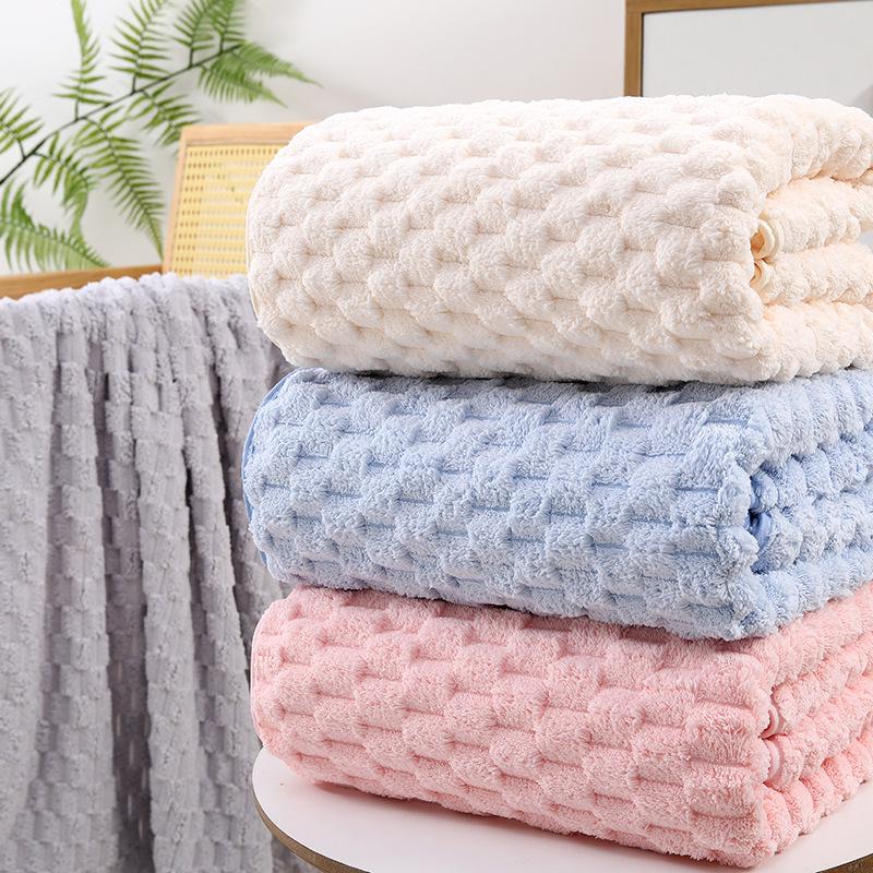 Cloud Velvet Oversized Quick Drying Bath Towel - Thick, Absorbent, Coral Fleece