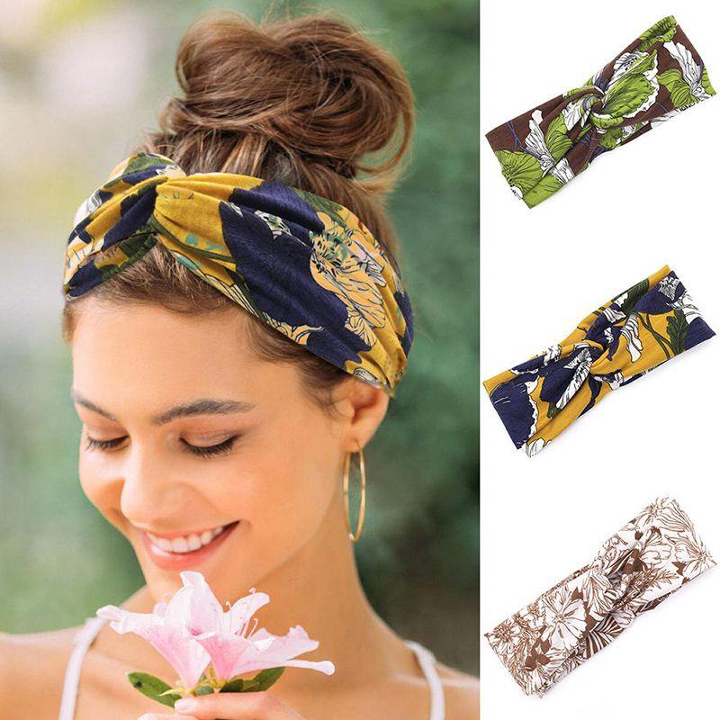 Comfortable Bohemian Style Elastic Headband With Floral Design For Active Women