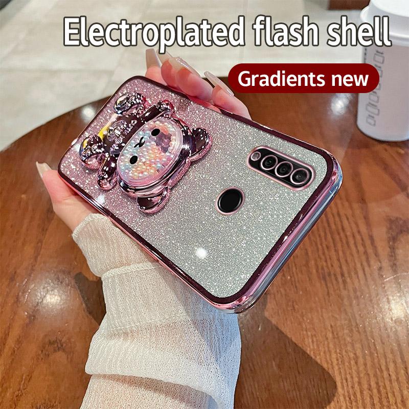 Candy Bear Stand Glitter Phone Case For Huawei Y8S Y9S Y6P Y7A Y7 Y9 Prime Y9 P Smart Z Plus 2019 2021 P40 P30 Lite Soft Cover