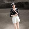 Elegant French Style Polka Dot Three-Quarter Sleeve Blouse