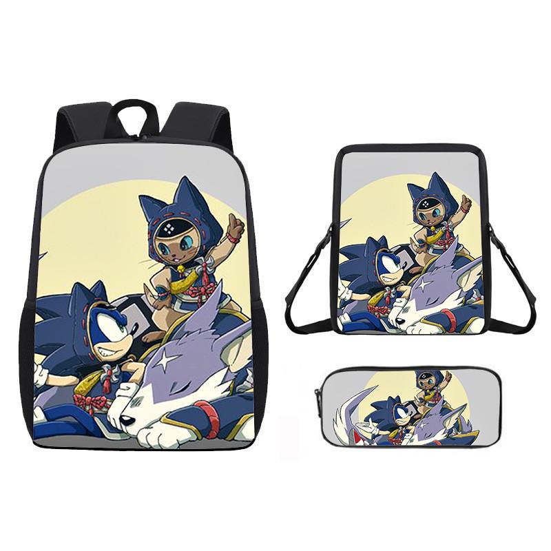 Children Cartoon Pattern Breathable Backpack Three Piece Set