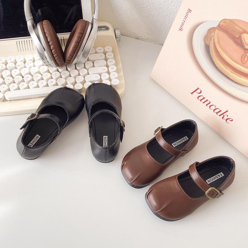 Kinder Lederschuhe Einfarbig Schlichtheit Mädchen Prinzessin Schuhe Plissee Ins Trend 2025 Frühling Herbst Mädchen Ballerinas Runde Zehen Süß