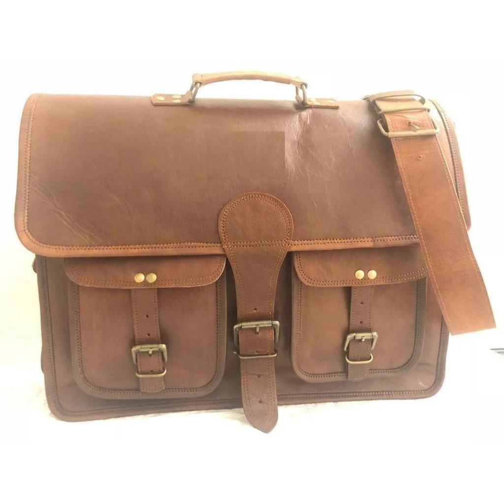 Handcrafted Men's Genuine Leather Vintage Laptop Messenger Briefcase Bag Satchel