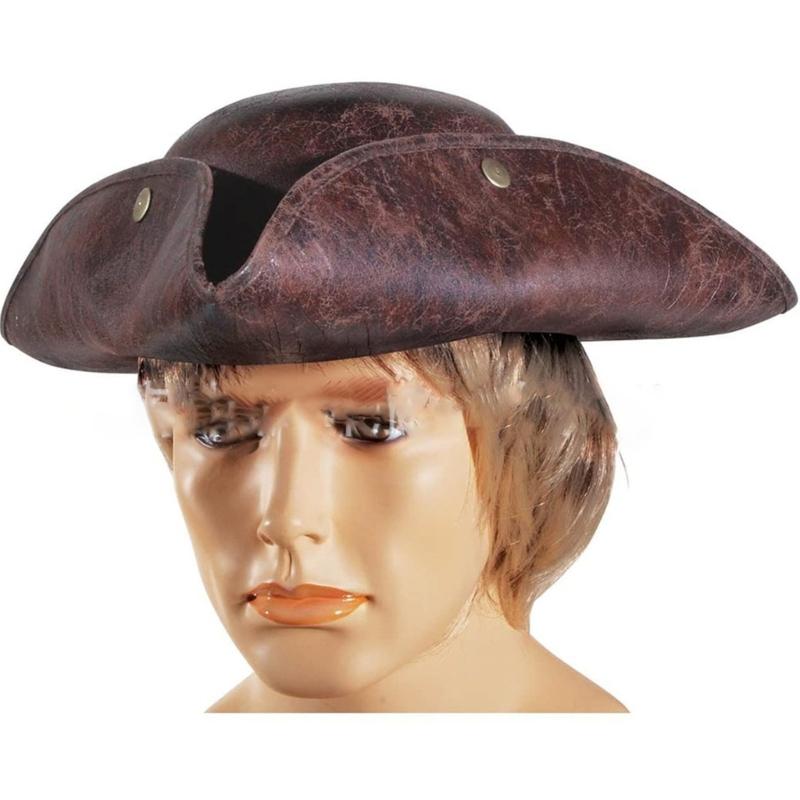 Faux Leather Adult  Pirate Hat for Winter Autumn for Creative Halloween Cosplay Rave Party Jazz Hat Adjustable Large Bri