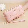 Women's Wallet Long Double Zipper Clutch Multi Function Mobile Phone Coin Purse Card Case Leather Clip High End Dinner Bag