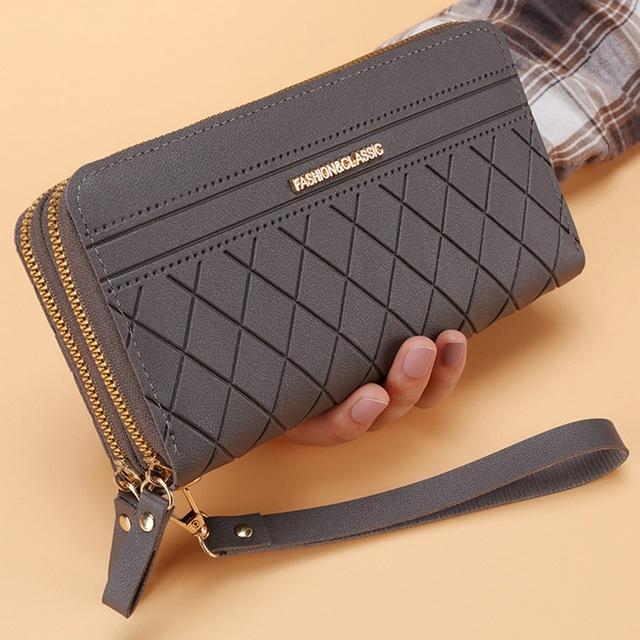 Double Zipper Long Wallet For Women Simple Female Purses Coin Purse Card Holder Fashion Retro Large Capacity