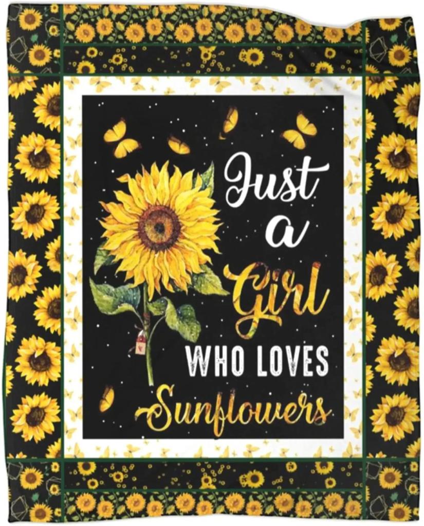 Sunflower Print Super Soft Throw Blanket for Bed Couch Sofa Lightweight Travelling Camping Throw Size for Kids Adults Women Boys