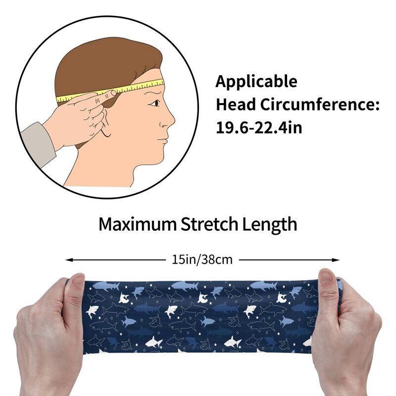 Cute Cartoon Sharks Sports Sweatband Head Bands Unisex Sweat Absorbing Headbands for Running Yoga Fitness Football Exercise