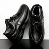 Autumn Winter MEN'S black PU leather plush warm outdoor waterproof cotton shoes chunky male walking hiking trekking sneaker