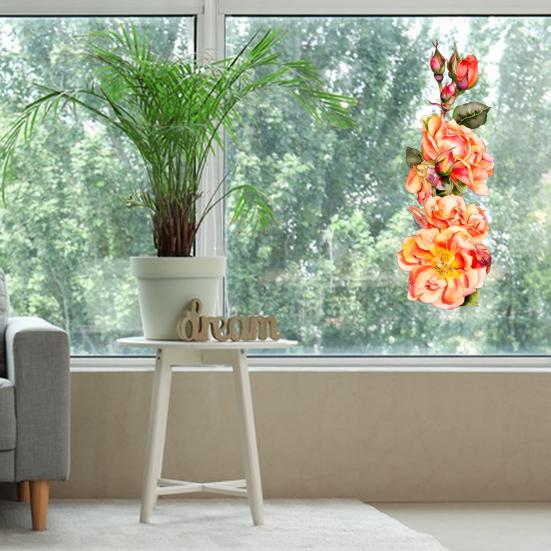 Selbstklebende Rosen Wandaufkleber Wiederverwendbare Statische Glasaufkleber Klebefrei Wasserdicht Feuchtigkeitsbeständig Fensteraufkleber für Wohnzimmer Schlafzimmer Heimdekoration