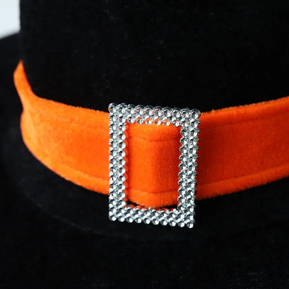 Halloween Children's Adult Dance Dress Up with Golden Velvet Cornered Hat, Elf Witch and Wizard Hat