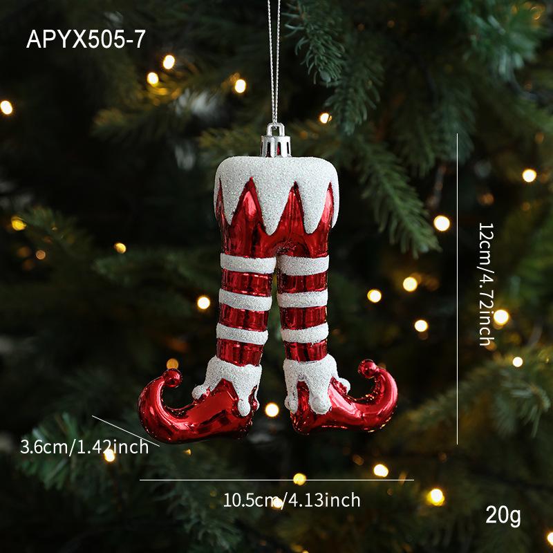 1Pc Christmas Ornaments Red White Sticky Powder Plastic Christmas Tree Pendant for Living Room Window Glass Door Christmas Tree Gift Box Decoration