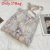 Flower Print Tote Bag With Polyester Fabric And Spacious Design For Daily Use
