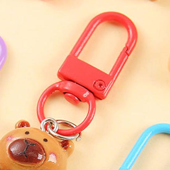 24/50Pcs Capybara Keychains Set Cartoon Resin Doll Charm Keychains Metal Key Ring