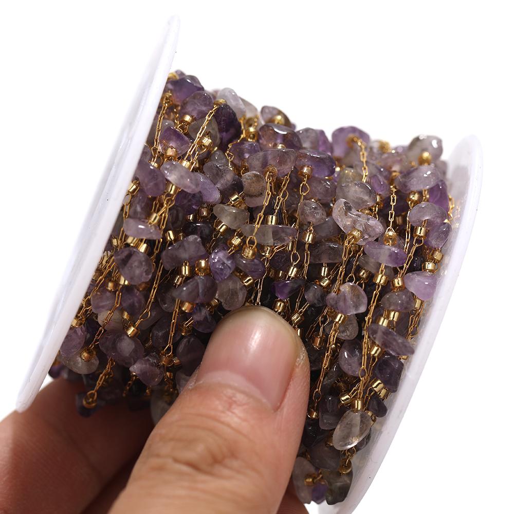 

1 Meter Natural Stone Stainless Steel Chains Gemstone DIY Jewelry Making Necklace Findings Bracelets Components Anklets Supplies