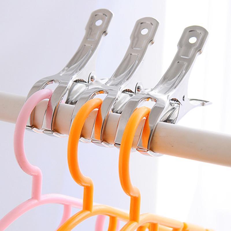 6Pcs Clothes Clips Stainless Steel Opening Clip Hanger Retainer Beach Towel Clips Keep Your Towel Clothes From Blowing Away Windproof Clip